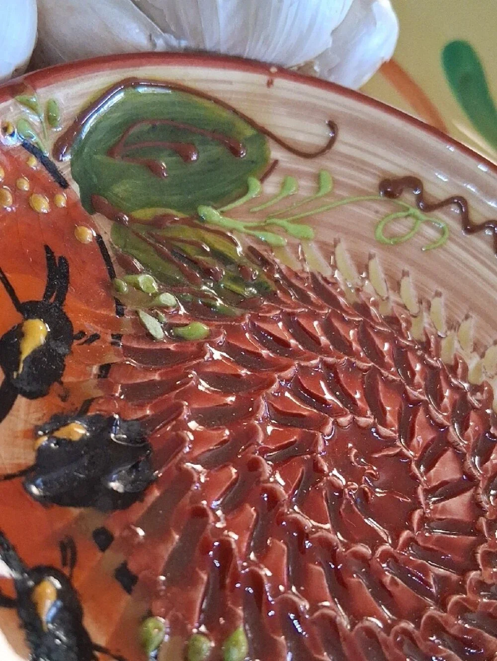 Hand-Painted Ceramic Garlic/ Fruit Grater. Made in Spain.
